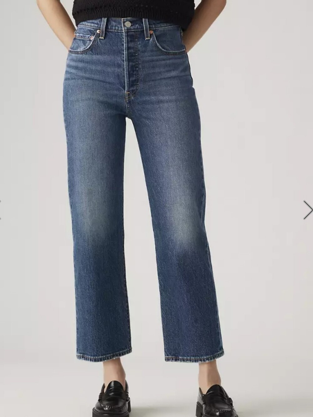Levi's Ribcage Straight Ankle Jeans Premium Denim In On My Honour Dark Size 26